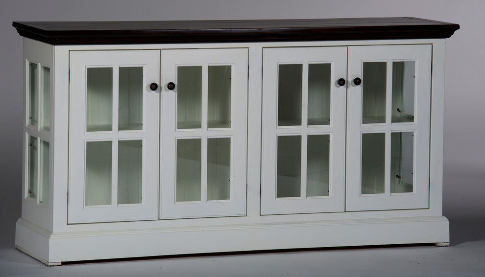 63" West Winds Credenza, Base: Smokey Blue, Top: Caribbean Rum