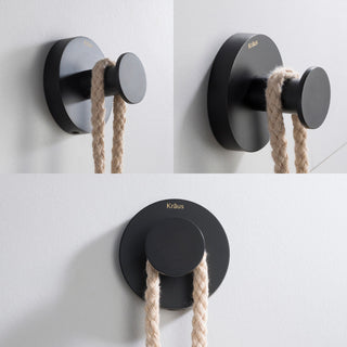 Elie Bathroom Robe and Towel Hook, Matte Black