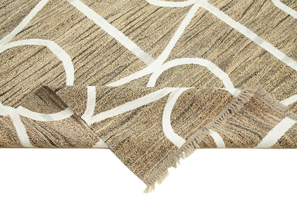 Rug N Carpet - Handmade Turkish 8' 1'' x 10' 6'' Modern Design Wool Kilim Rug