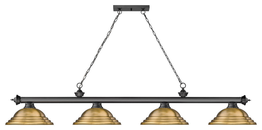 Zlite 2306-4BP-SRB 4-Light Billiard, Rubbed Brass