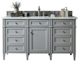 Brittany 60" Urban Gray Single Vanity w/  Carrara Marble Top