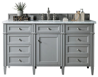 Brittany 60" Urban Gray Single Vanity w/  Carrara Marble Top