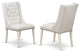 Dining Chairs, Light Grey, Button Tufted Back, Linen White Wood Legs,Set of 2