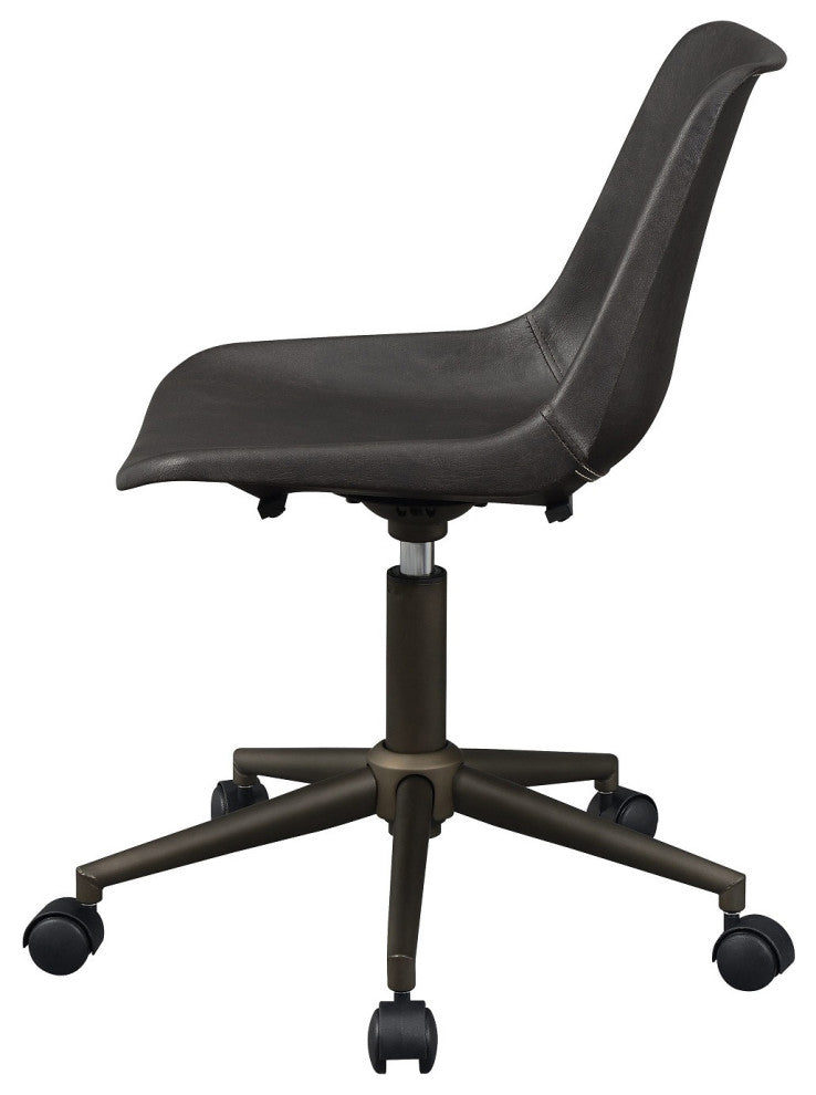 Adjustable Height Office Chair With Casters, Brown And Rustic Taupe