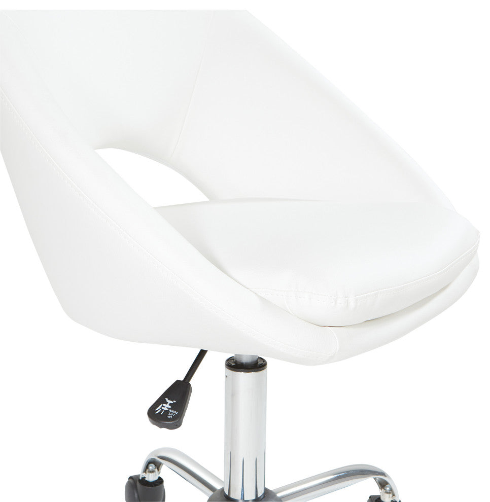 Milo Office Chair, Royal Velvet Fabric With Chrome Base, White