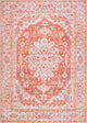 Asa Ornate Medallion Machine Washable Indoor Area Rug, Orange/Cream, 3 X 5