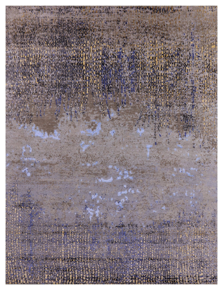 8' 1" X 10' 8" Wool and Silk Abstract Hand Knotted Rug Q7042