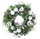 Green Pine Needle Wreath with Pinecones and Christmas Ornaments  24-Inch  Unlit