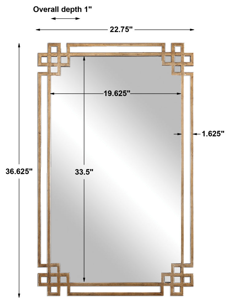 Uttermost Devoll Contemporary Style Metal Mirror in Gold Finish