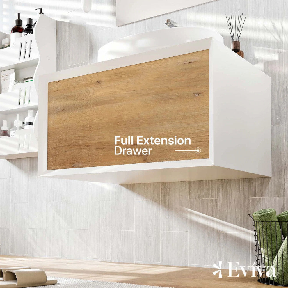 Eviva Santa Monica 30" White Oak Wall Mount Vanity