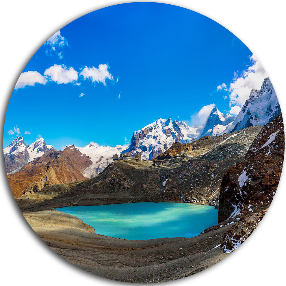 Alps Mountain Fountain, Photography Round Wall Art, 23"