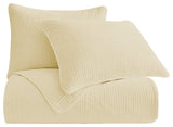 Stonewashed Cotton Velvet Quilt Set, Full/Queen, Light Tan, 3 Piece