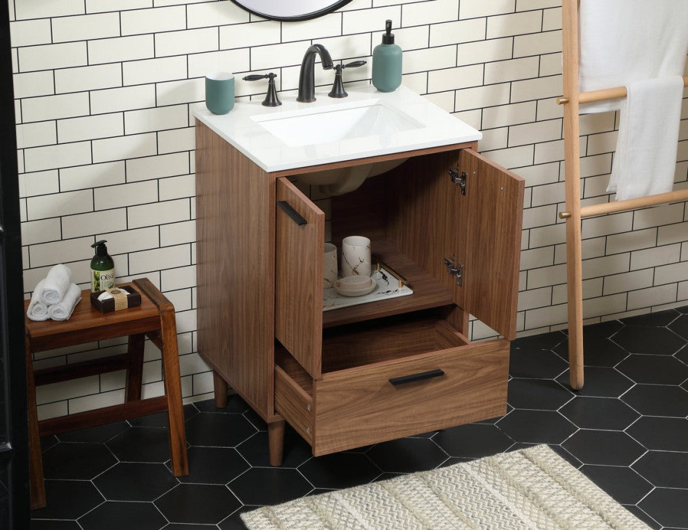 Bailey 19" Modern Walnut Brown-Light Bathroom Vanity