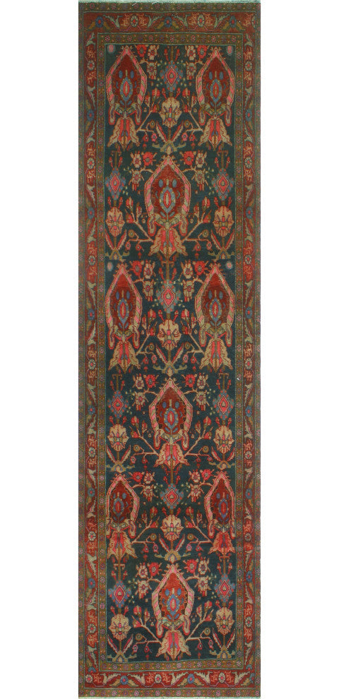 Fine Vintage Distressed Wayman Red/Brown Runner, 3'5x13'7