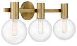 Wright 3-Light Bathroom Vanity Light, Matte Black, Warm Brass
