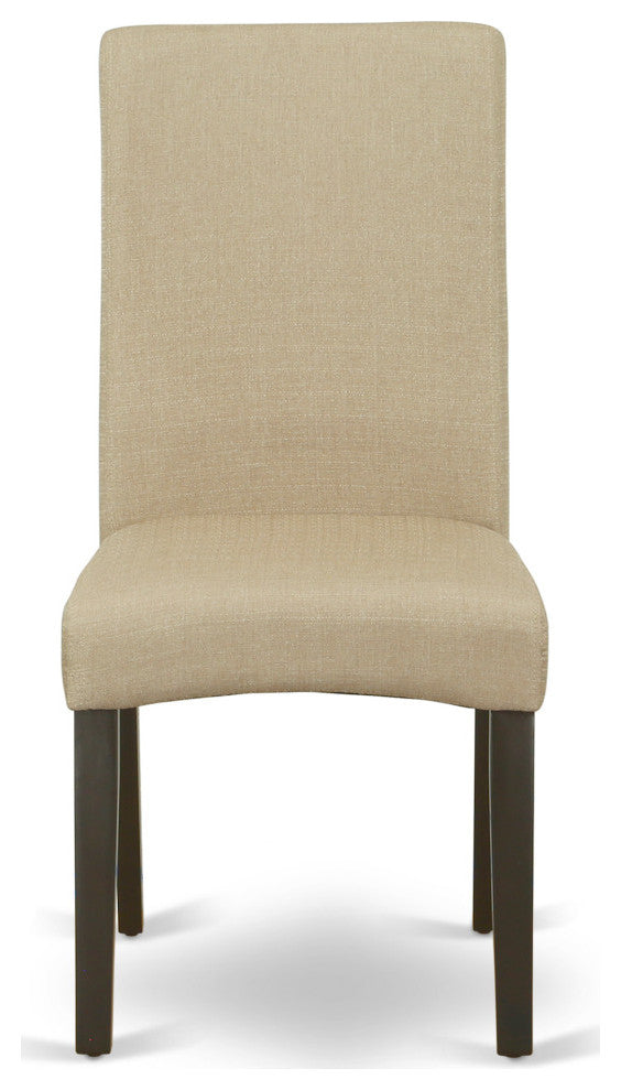 3Pc Round 42" Dining Table, Two Parson Chair, Cappuccino Finish Leg