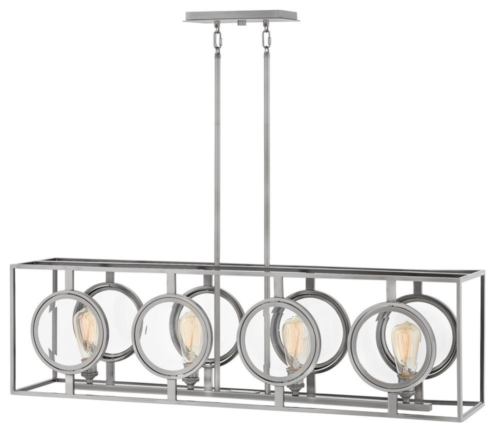 Hinkley Fulham Chandelier 4-Light Linear, Polished Antique Nickel