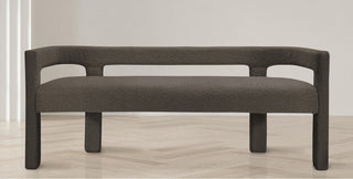 Athena Boucle Fabric Upholstered Bench, Brown, Boucle Fabric