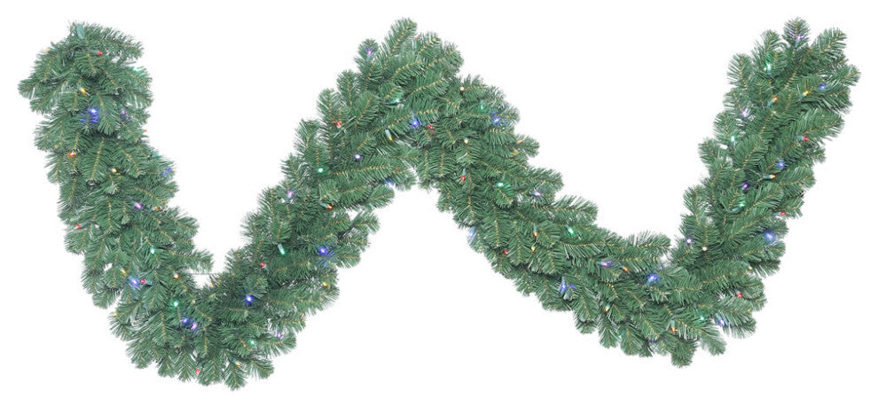 Vickerman C164718Led 9' Oregon Christmas Garland, Multi-Colored Wide Angle Light