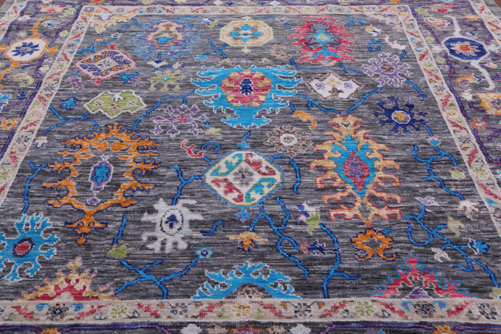 9' Square Turkish Oushak Hand Knotted Wool Rug - Q15706