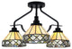 Odyssey 3 Light Semi Flush Mount, Matte Black Finish, 7" Diamond Peak Art Glass