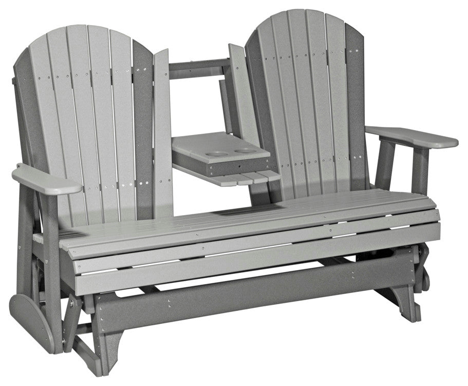 Poly Adirondack Glider, Dove Gray & Slate, 5 Foot, Standard