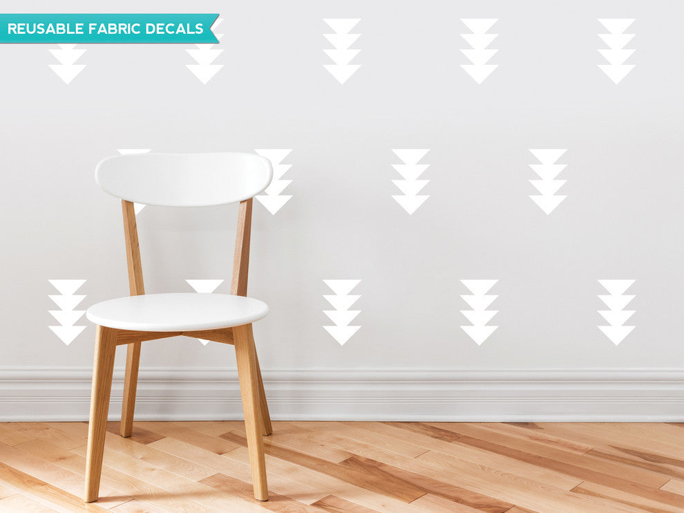 Four Triangle Arrow Fabric Wall Decals, Set of 32, White