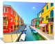 Colorful Burano Island Canal Venice, Extra Large Landscape Canvas Art, 60"x28"