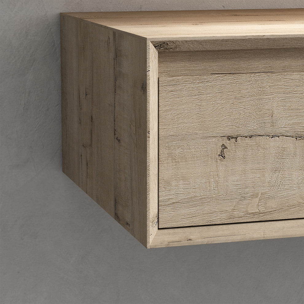 Alysa 30" Floating Bath Vanity, Acrylic Sink/Single Faucet Hole, Light Oak