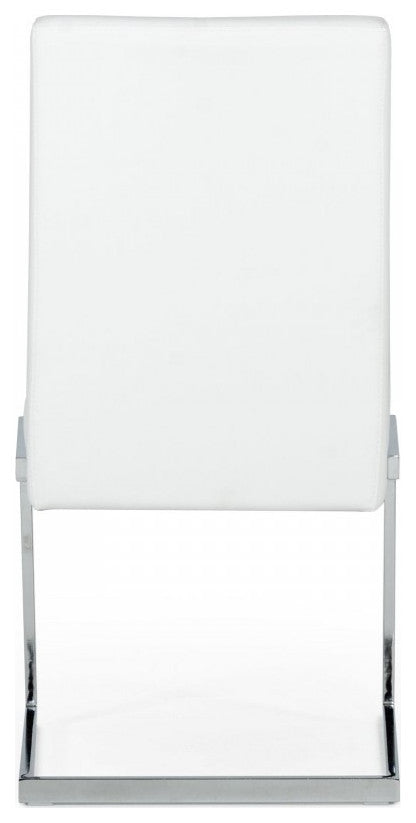 Set of Two White Silver Modern Dining Chairs