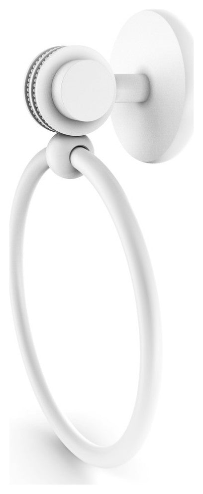 Satellite Orbit Two Towel Ring With Dotted Accent, Matte White