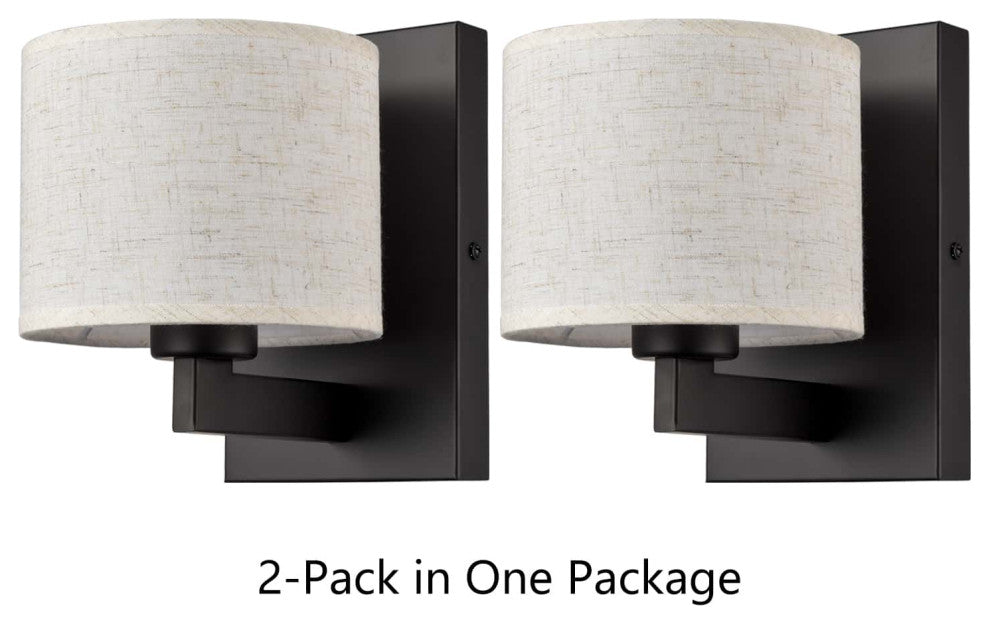 Wall Sconces Set of 2 Fabric Shade Wall Lamps, Black