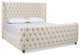 Brooklyn Tufted Sheltered Wingback Panel Bed, Light Beige, King