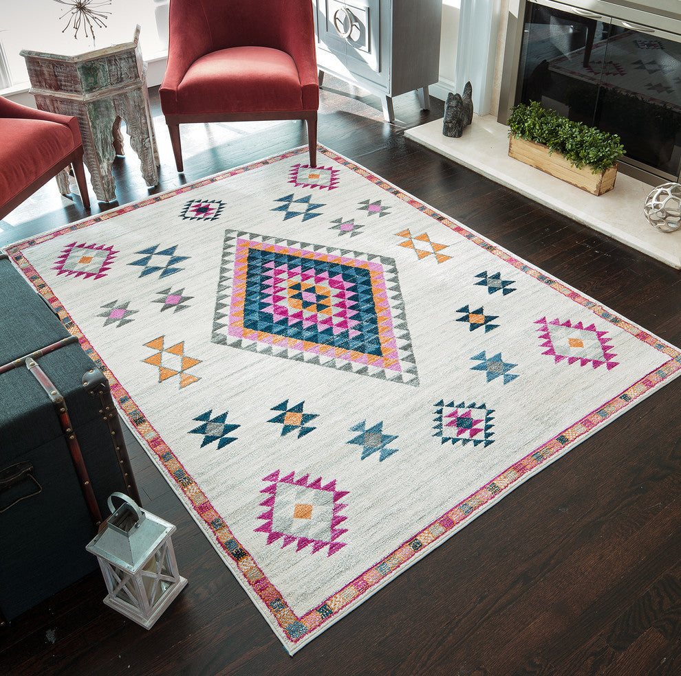 Cyprus Moroccan Tribal Super Soft Area Rug, Sahara Ivory, 2'' X 4''