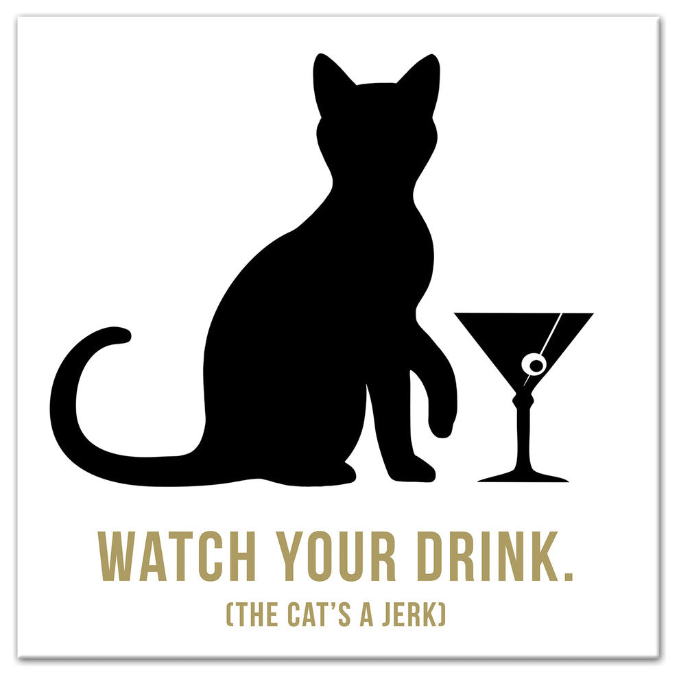 Designs Direct Creative Group Jerk Cat Martini 12x12 Canvas Wall Art