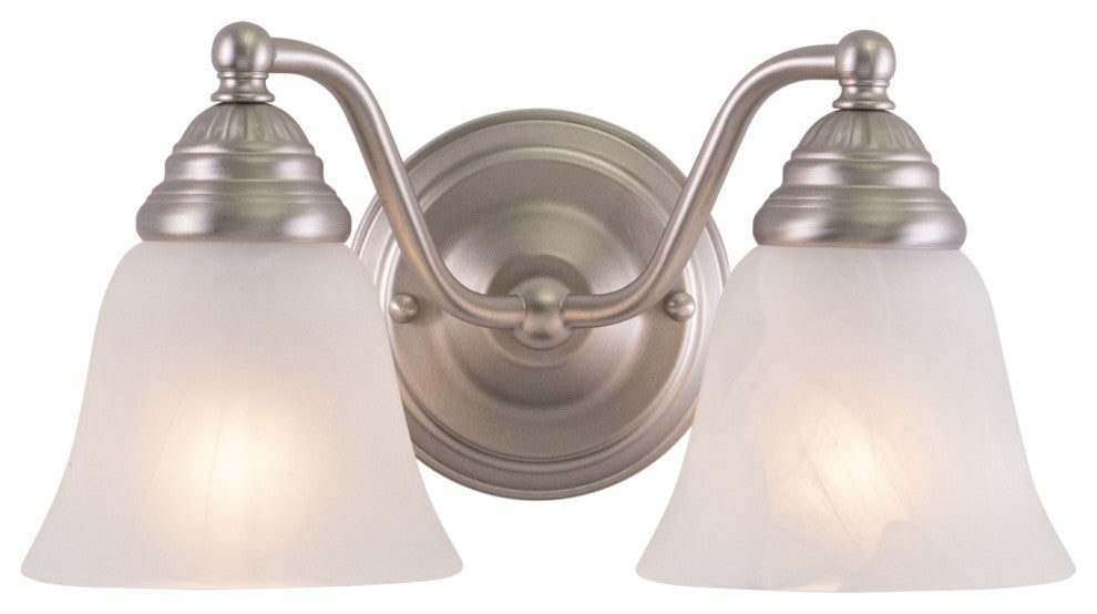 Standford 2-Light Vanity, Brushed Nickel/Alabaster Glass