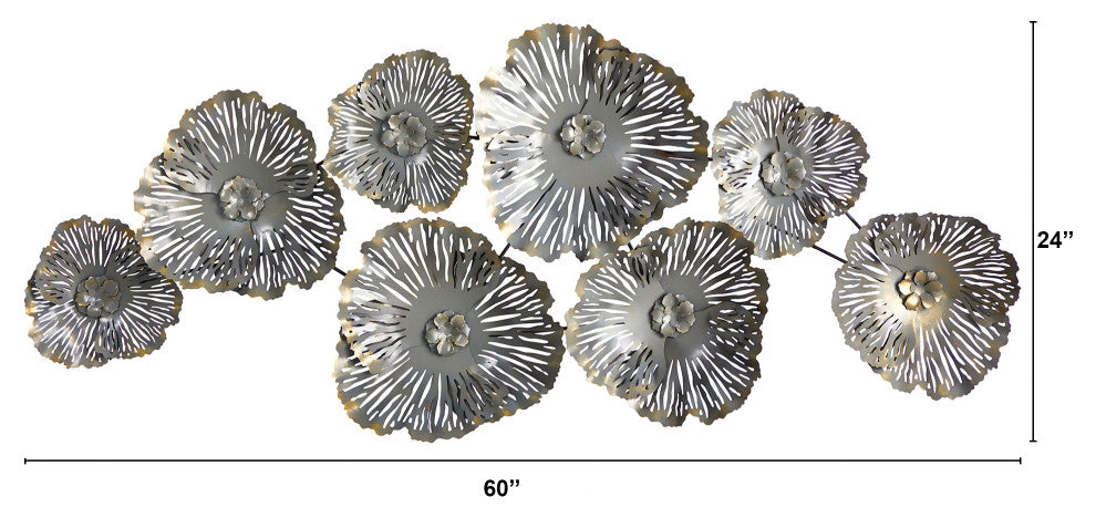 Nearly Natural 7072 5x2 Floating Metal Floral Wall Art Decor