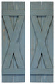 X Board and Batten Exterior Shutters Pair, Blue, 36"