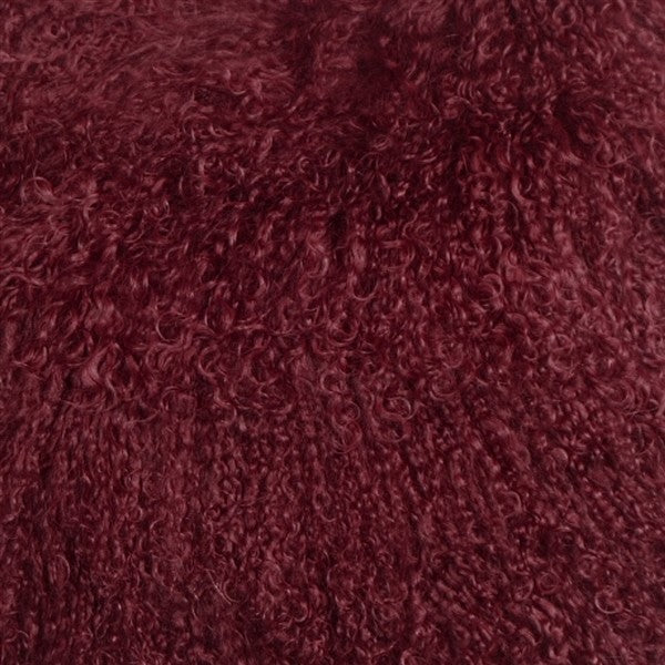 Genuine Mongolian Sheepskin Throw Pillow with Insert (16+ Colors), Wine