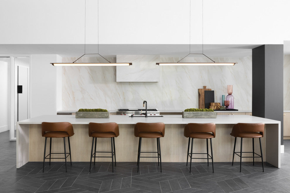 Penna 64 LED Pendant, Brushed Brass/Dark Stained Walnut, 227v