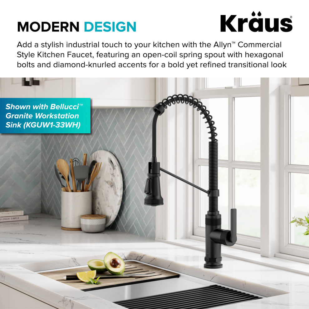 KRAUS Allyn Commercial Style 2-Function 1-Handle Pull Down Kitchen Faucet MB