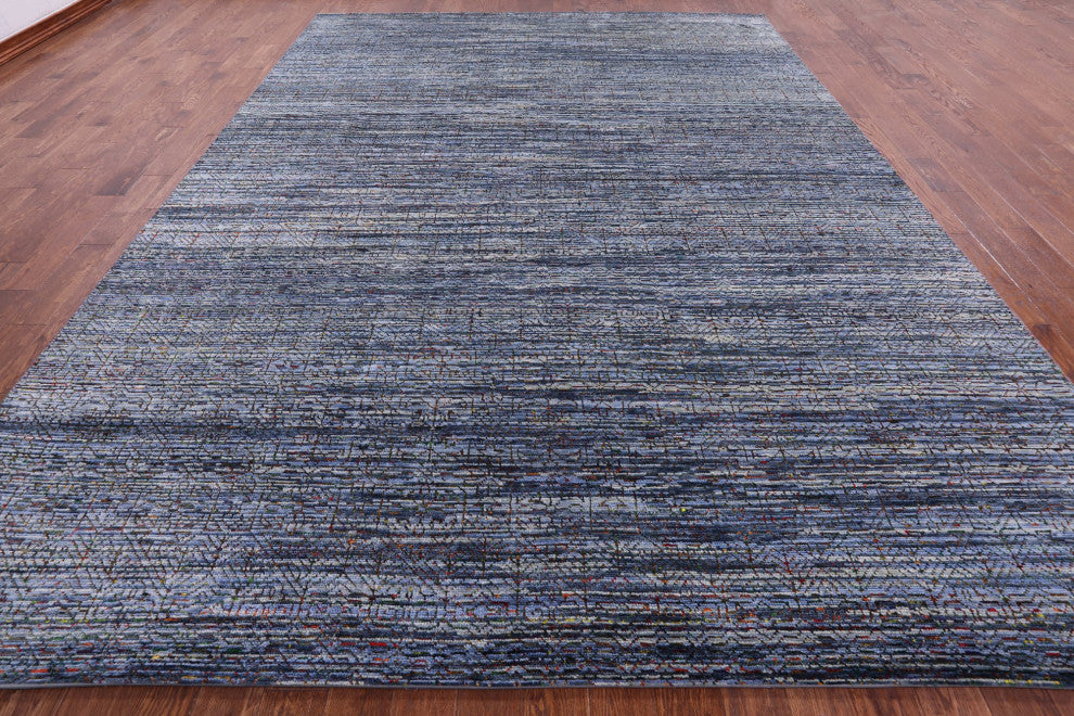 9' 11" X 13' 6" Hand Knotted Persian Gabbeh Wool and Silk Rug Q8600