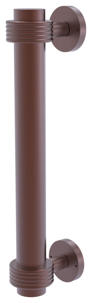8" Door Pull With Groovy Accents, Antique Copper