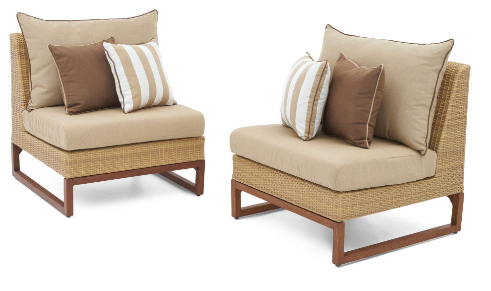 Milea 6 Piece Sunbrella Outdoor Patio Sofa Sectional, Maxim Beige