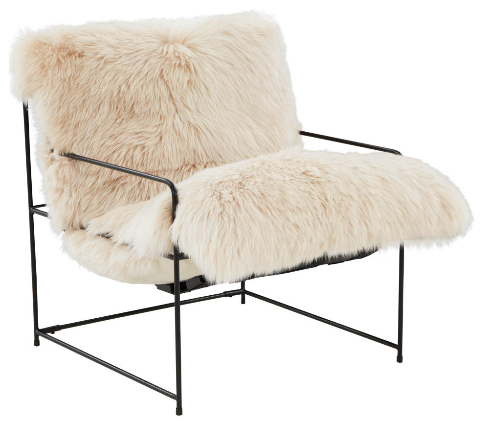 Kimi Genuine Sheepskin Chair, Fluffy Accent Chair