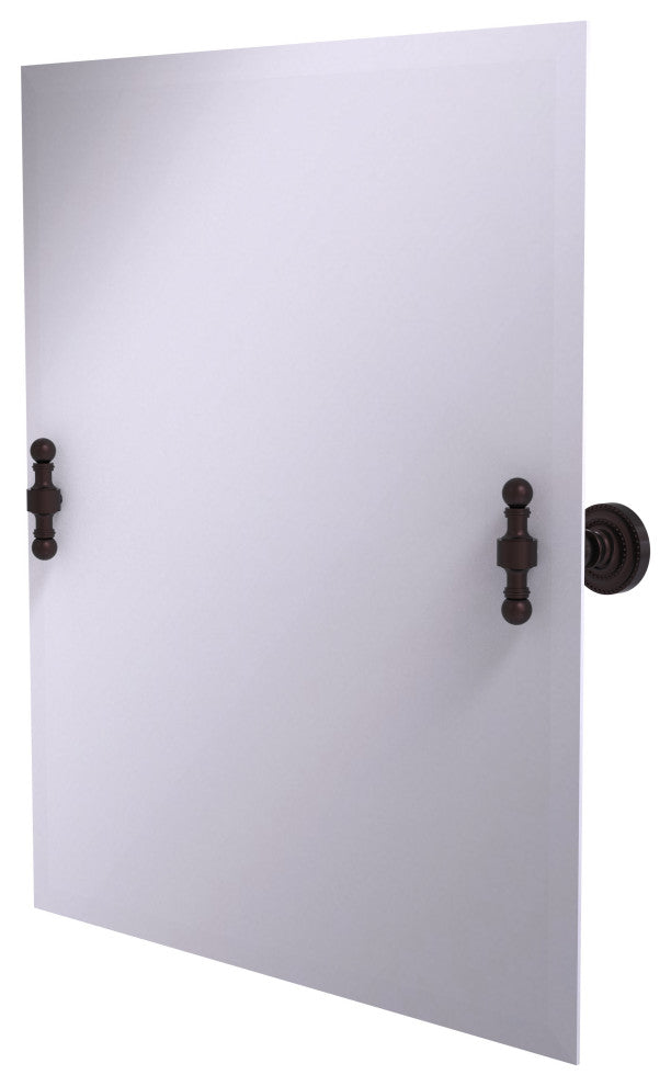 Frameless Rectangular Beveled Edge Tilt Mirror, Antique Bronze