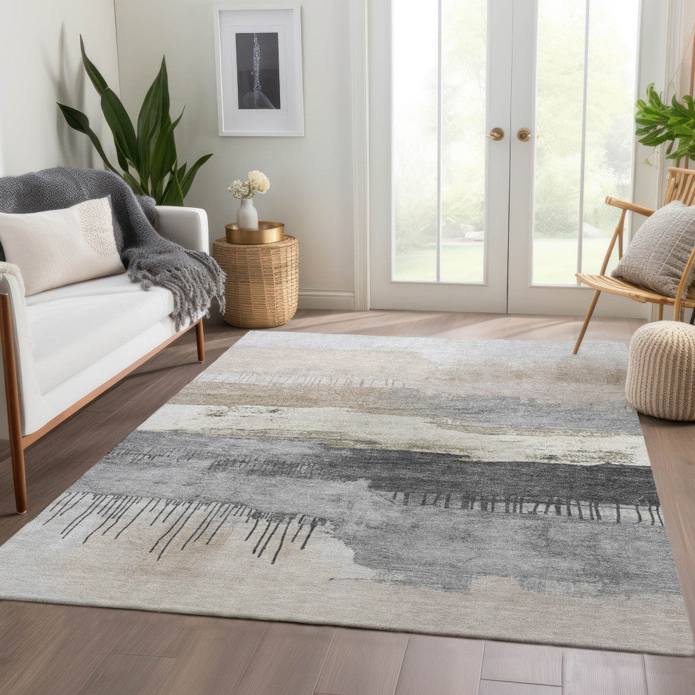 Machine Washable Indoor/Outdoor Chantille ACN1880 Ivory 9' x 12' Rug