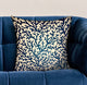 Plutus Sapphire Vines Blue, cream Floral Luxury Throw Pillow, 20"x36" King
