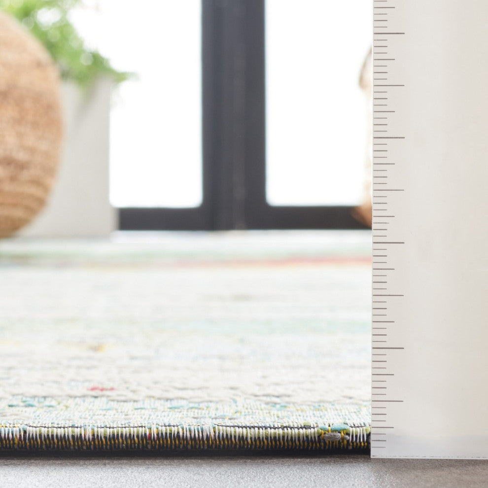 Safavieh Barbados Collection Indoor-Outdoor, BAR545 Rug, Green/Blue/Purple, 6'6" Square