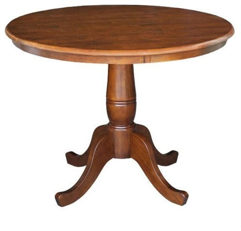 Round 36-inch Solid Wood Kitchen Dining Table, Espresso